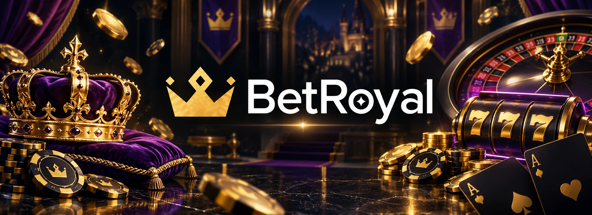 Bet Royal Casino Schweiz Willkommenspaket bis €25'000 mit Krone in Gold und Violett